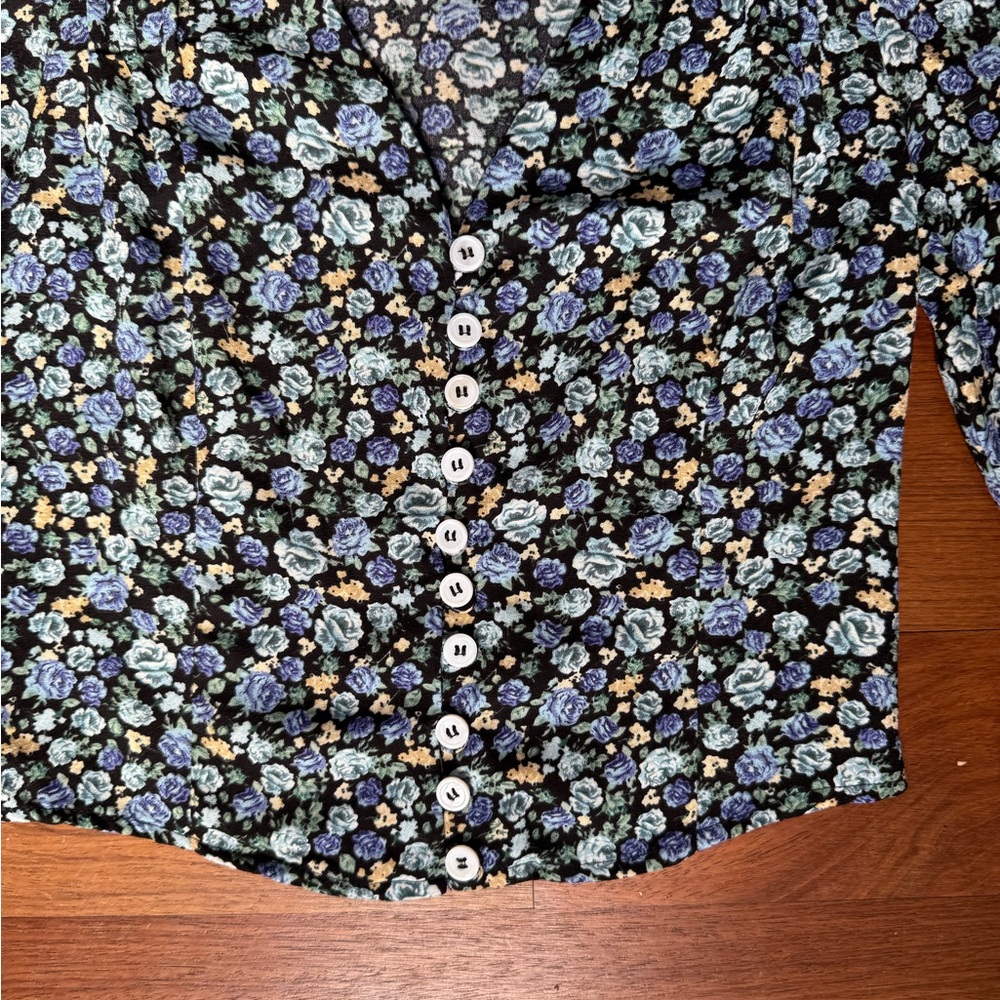 Parisian floral button blouse